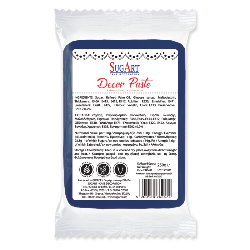 Ζαχαρόπαστα μπλε navy 250γρ Sugart