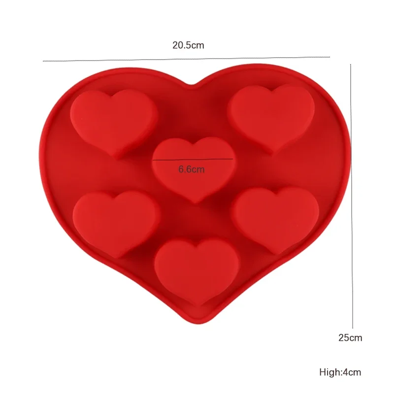 Φόρμα σιλικόνης καρδιές 6τεμ (σχήμα καρδιά)