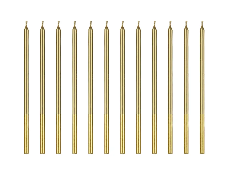 Κεριά χρυσά 14cm 12τεμ PartyDeco