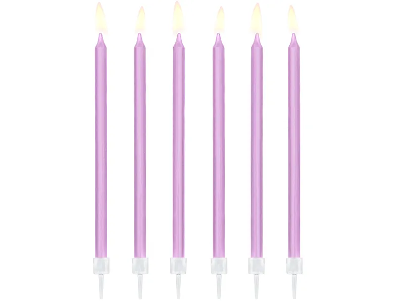 Κεριά λιλά 14cm 12τεμ PartyDeco