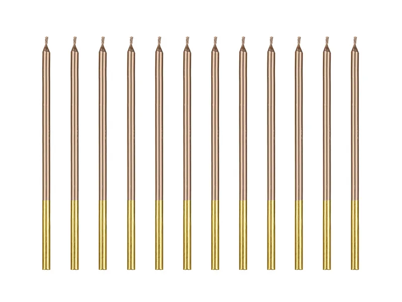 Κεριά ροζ χρυσό 14cm 12τεμ PartyDeco