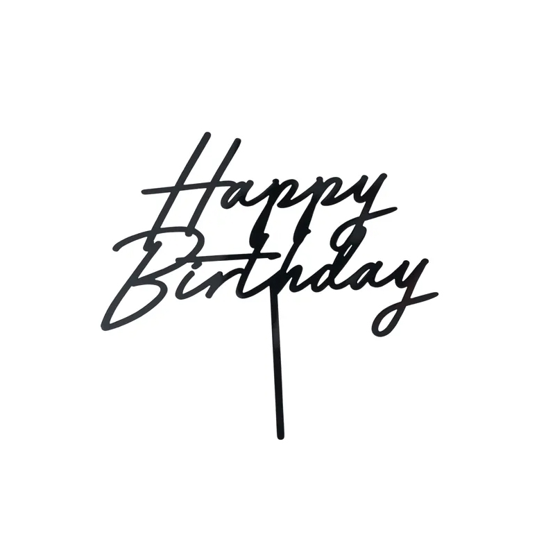 Topper Happy Birthday μαύρο ακρυλικό 16cm PartyDeco
