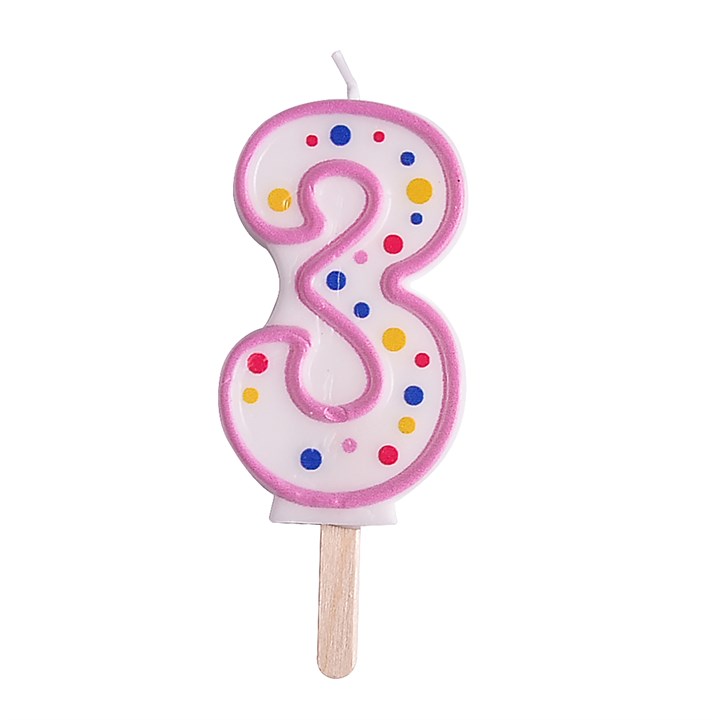 Κερί 3 ροζ πουά 6,4cm PME