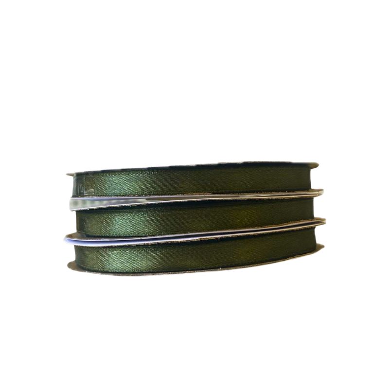 Κορδέλα σατέν χακί 6mm 25m διπλής όψης