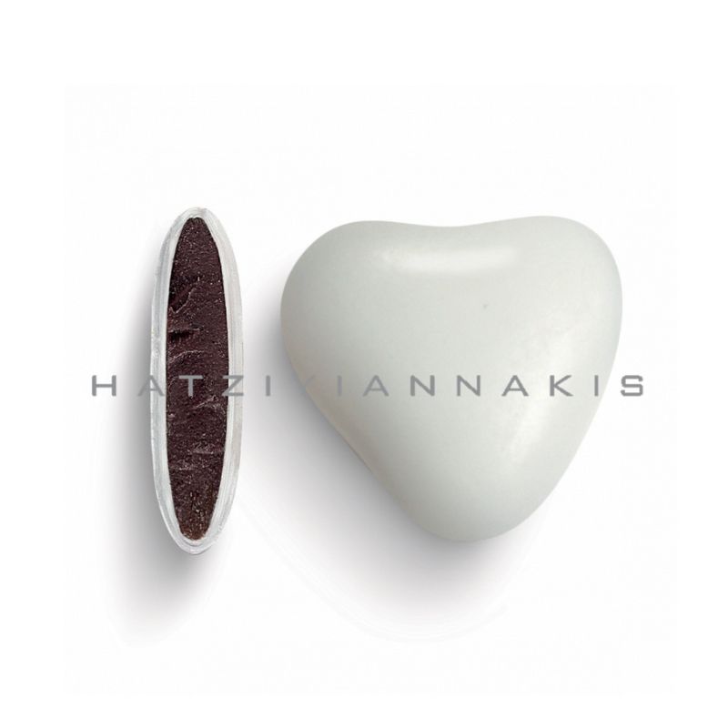 Κουφέτα σοκολάτας καρδιά λευκό ματ 4 κιλά Χατζηγιαννάκη