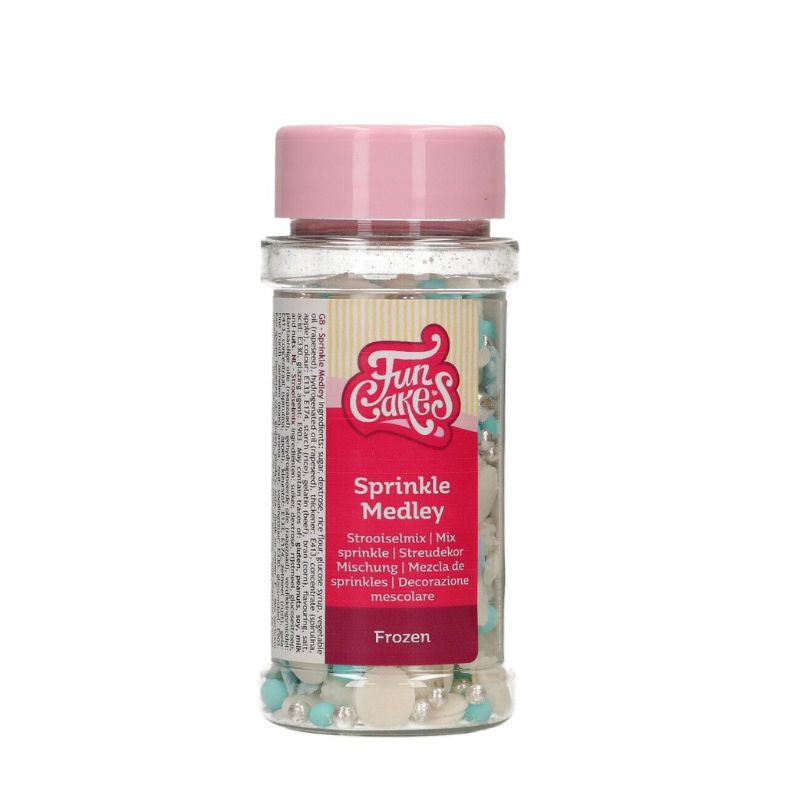 Sprinkles λευκό γαλάζιο medley frozen 50γρ Funcakes