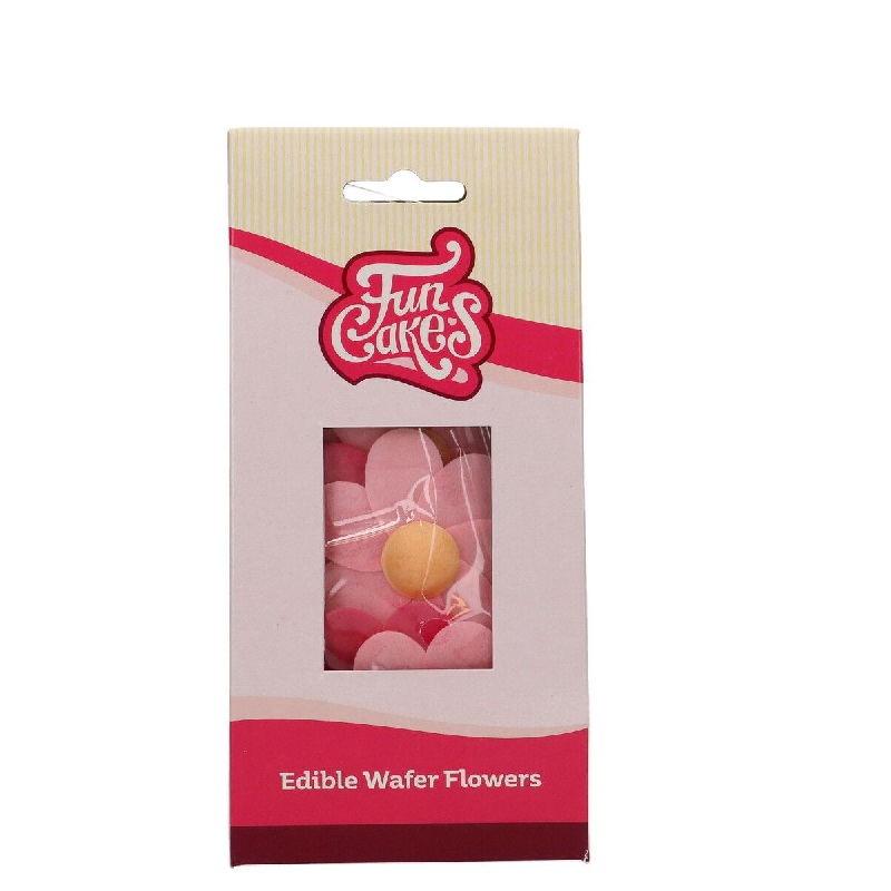 Λουλούδια βάφλας ροζ φουξ 8τεμ Funcakes