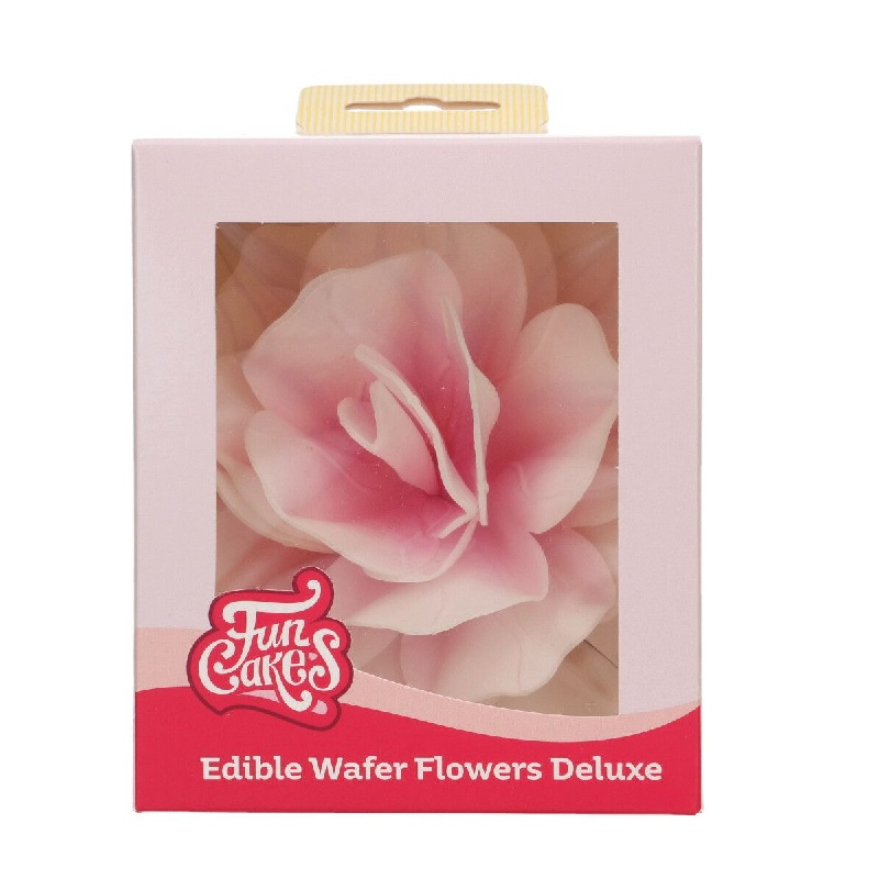 Λουλούδι βάφλας Pastella ροζ όμπρε μεγάλο Funcakes