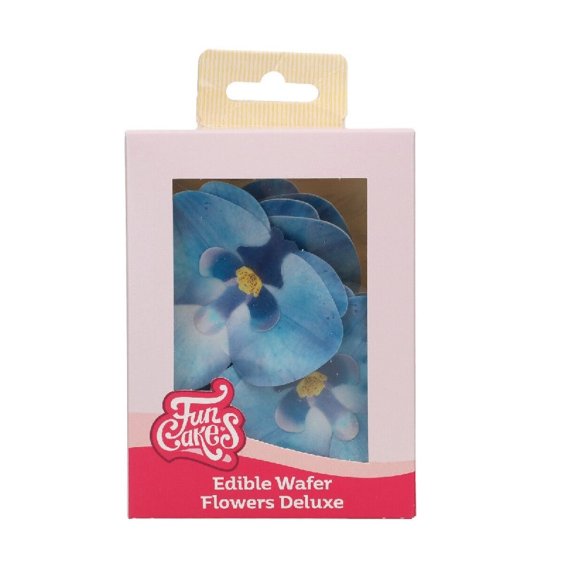Ορχιδέες βάφλας μπλε μεσαίες Deluxe 10τεμ Funcakes