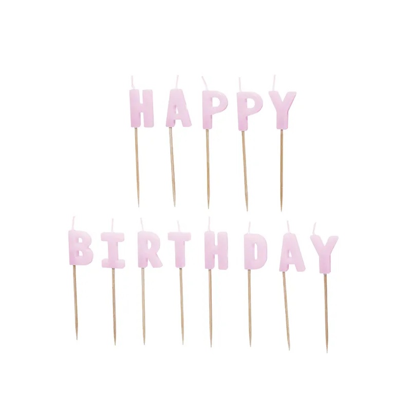 Κεριά Happy Birthday λιλά 2,5cm PartyDeco