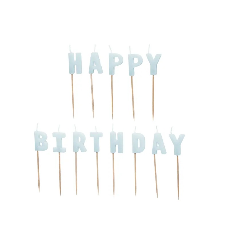 Κεριά Happy Birthday γαλάζιο 2,5cm PartyDeco