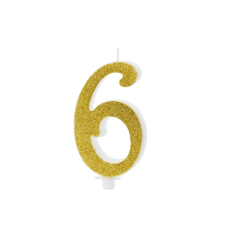 Κερί 6 χρυσό 10cm PartyDeco