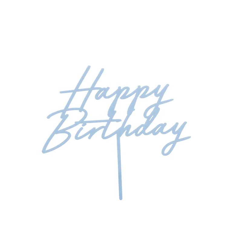 Topper Happy Birthday γαλάζιο ακρυλικό 16cm PartyDeco
