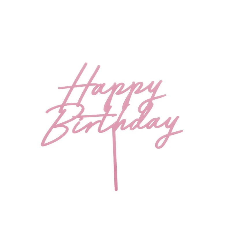 Topper Happy Birthday ροζ ακρυλικό 16cm PartyDeco