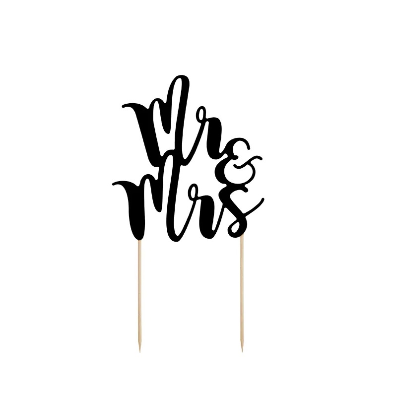 Topper Mr & Mrs 25,5cm μαύρο χάρτινο PartyDeco