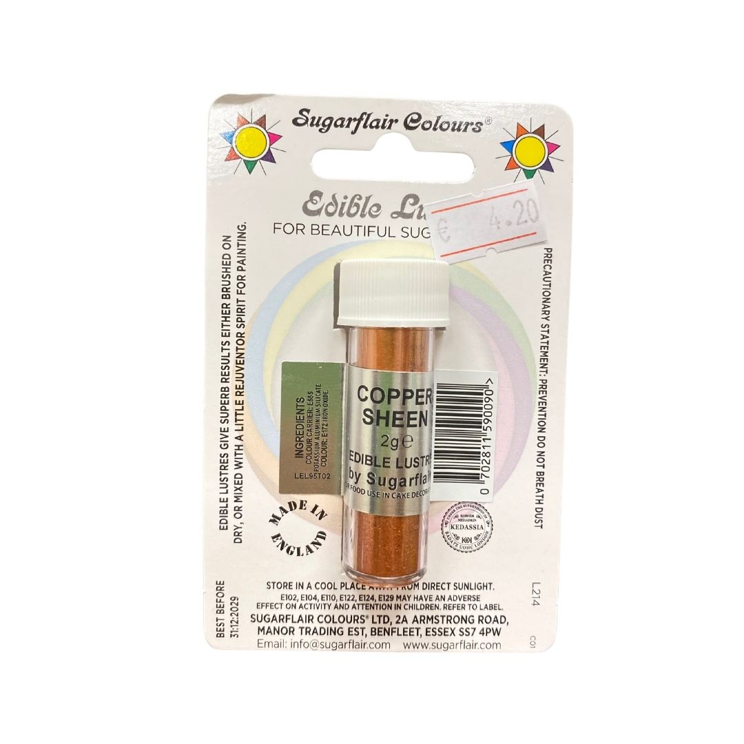 Χρώμα ζαχαροπλαστικής σκόνη μπρονζέ copper sheen 2gr Sugarflair